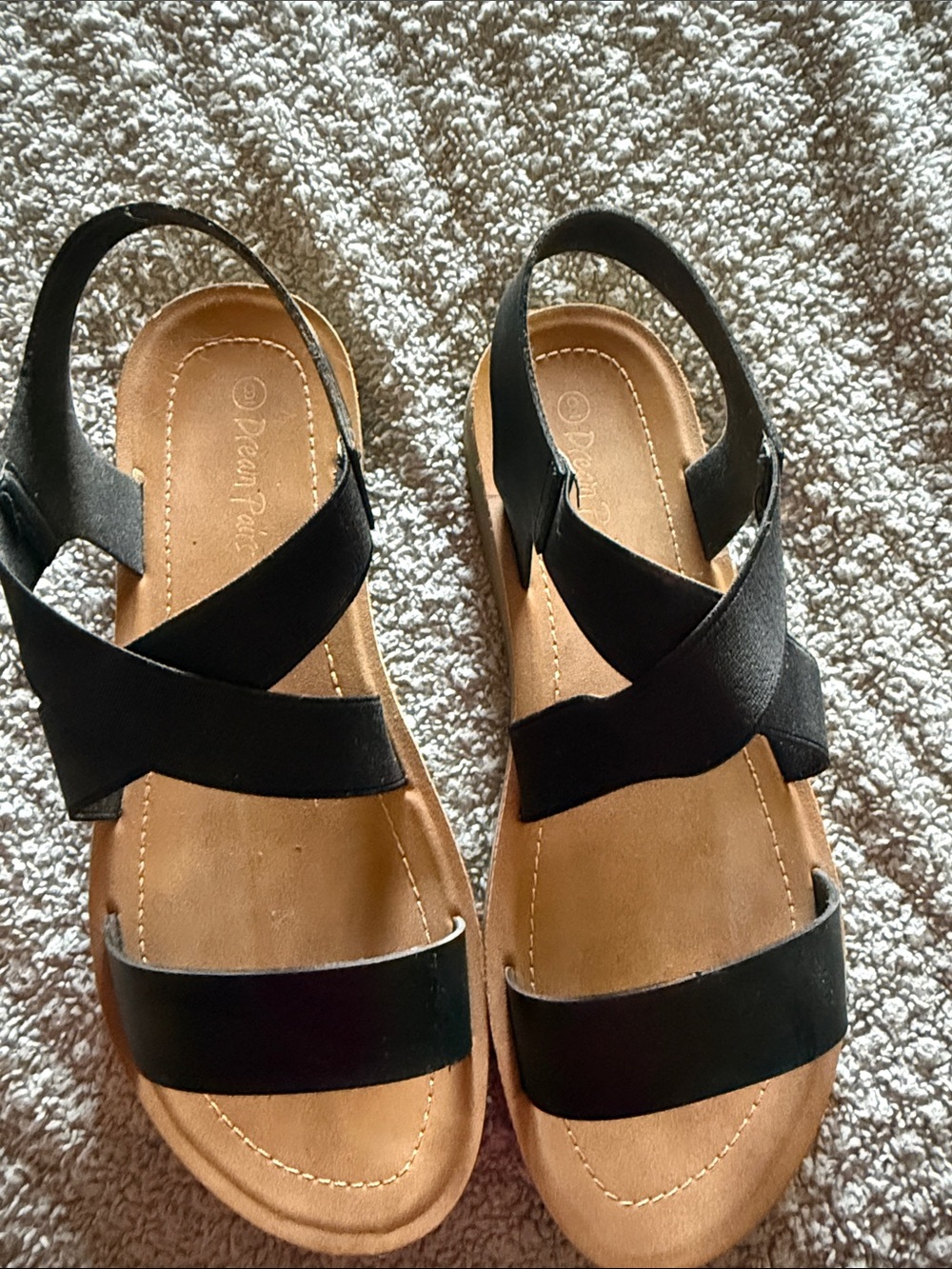 Dream Pairs Black and Tan Crossover Slingback Sandals